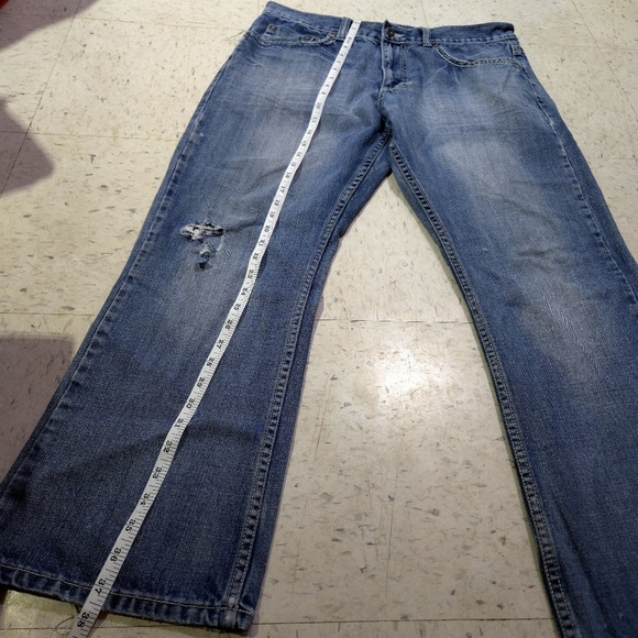 Flypaper | Men's Blue Distressed Boot Cut Jeans 34x30 - Picture 8 of 9